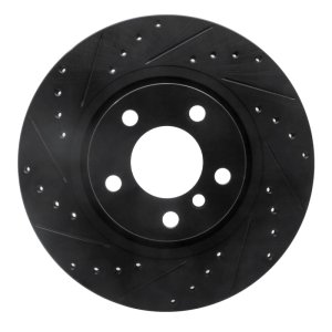 BMW X4 Brake Rotor (1) - Rear Left - R1 Concepts - Drilled & Slotted - Black - `11-`18